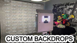 Custom photo booth backdrop orlando florida button